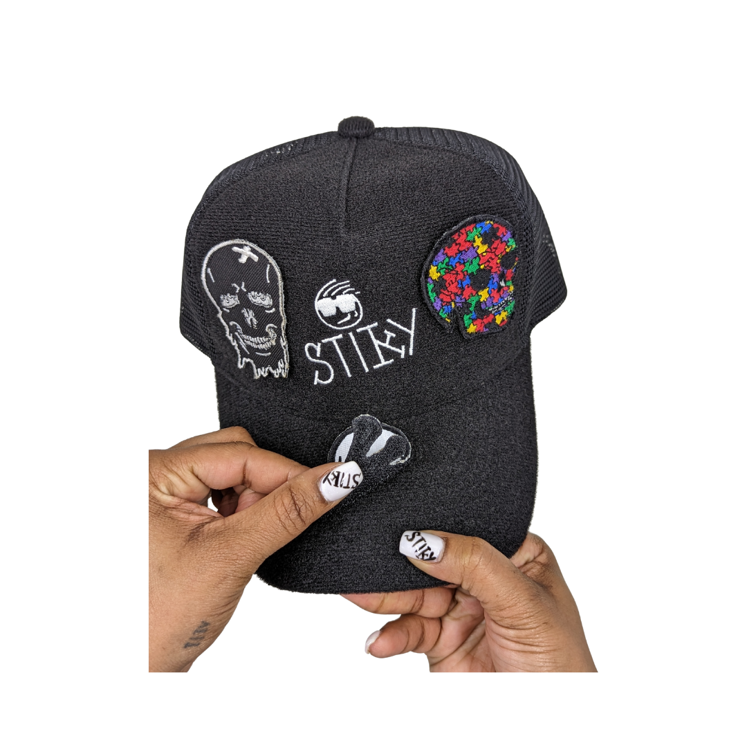 Stiky Trucker Hat 2.0 - Black w/ White Logo