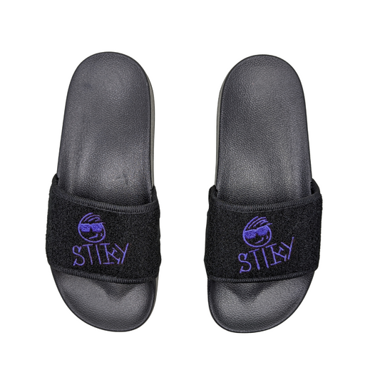 Stiky Slides - Black w/ Purple Logo