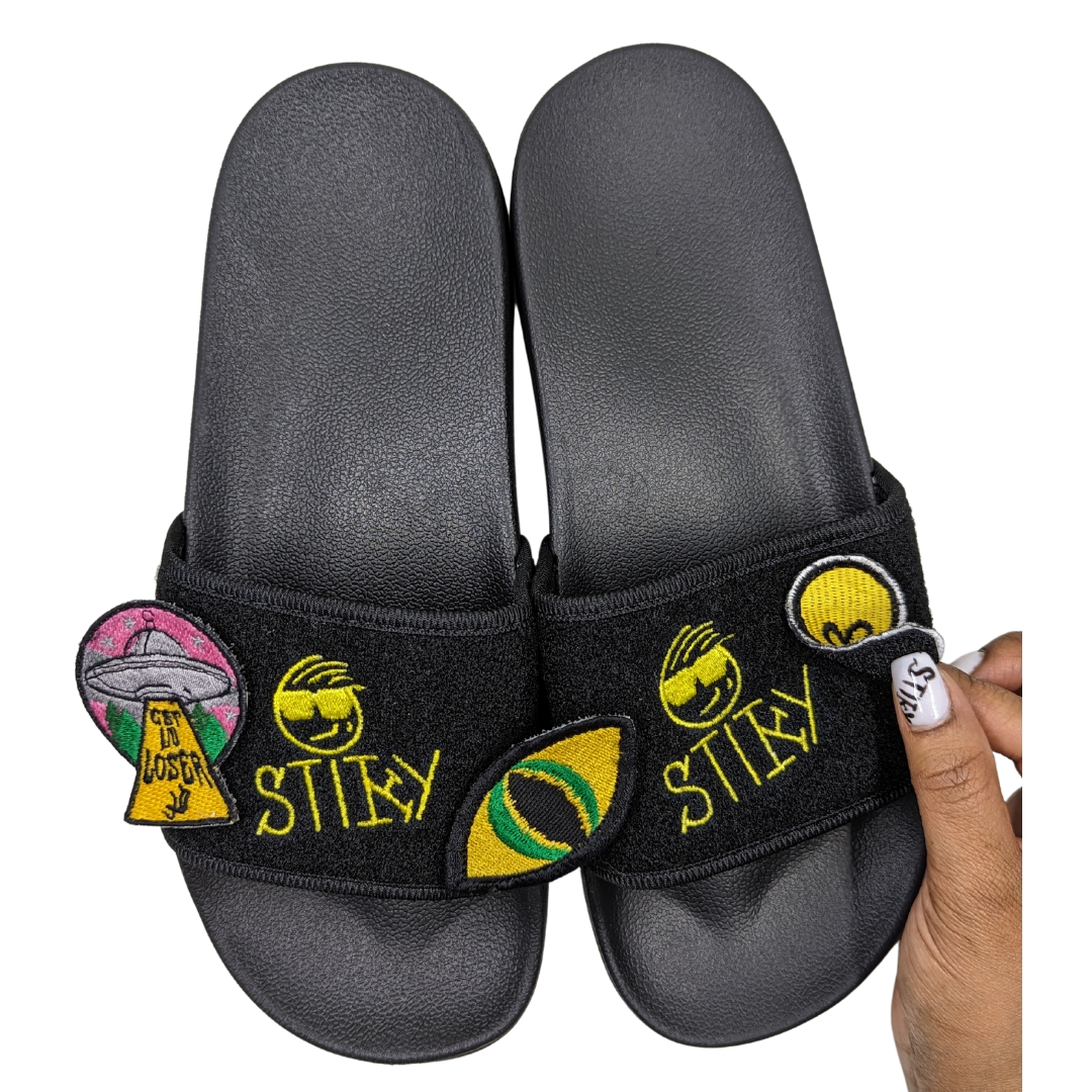 Stiky Slides - Black w/ Yellow Logo