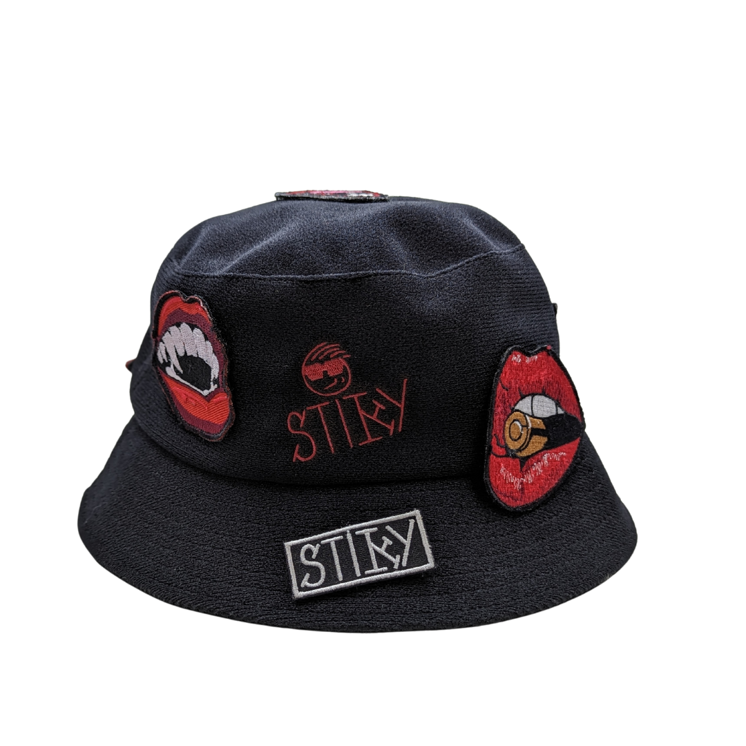 Stiky Bucket Hat - Black w/ Red Logo
