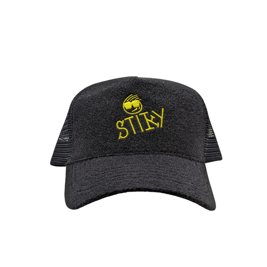 Stiky Trucker Hat 2.0 - Black w/ Yellow Logo